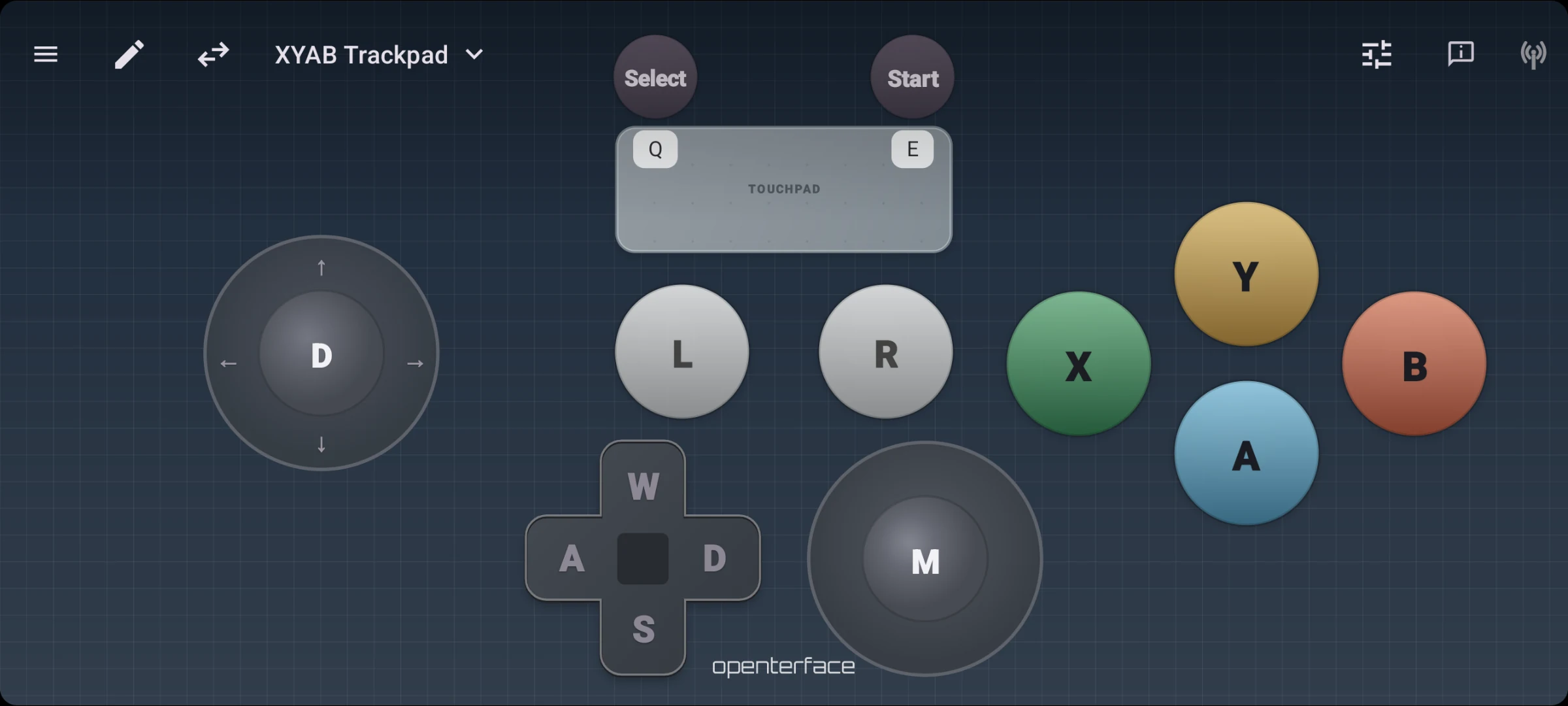 KeyCmd XYAB Trackpad preset, touchpad with XYAB face buttons and dual sticks